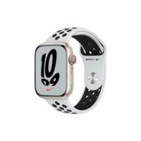 Apple Watch Nike Series 7 GPS + Cellular 45mm Aluminium Polarstern mit Sportarmband Pure Platinum/schwarz Polarstern