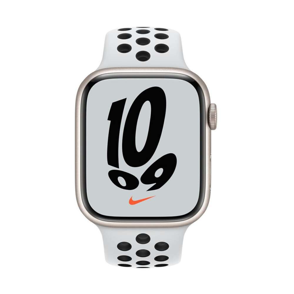 Apple Watch Nike Series 7 GPS + Cellular 45mm Aluminium Polarstern mit Sportarmband Pure Platinum/schwarz Polarstern