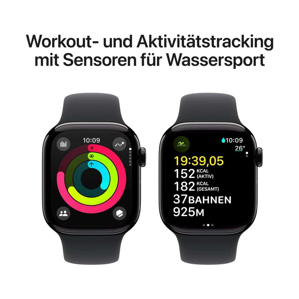 Apple Watch Series 10 (GPS + Cellular) 46mm Aluminium Diamantschwarz/Schwarz M/L Diamantschwarz/Schwarz