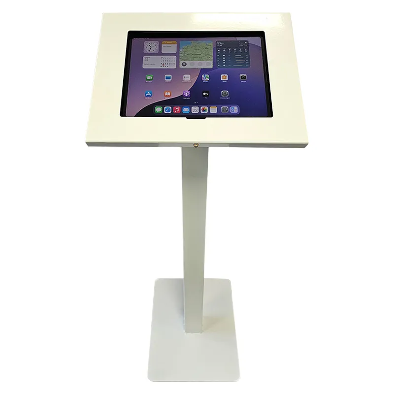 iPad-Bodenstaender-weiss-neu- mit kopf Tablet Bodenständer (weiß) - (ohne Aufsatz) Sehr gut – Bild 2