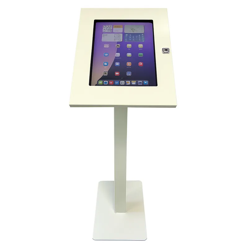 iPad-Bodenstaender-weiss-senkrecht-mit Kopf Tablet Bodenständer (weiß) - (ohne Aufsatz) Sehr gut – Bild 3